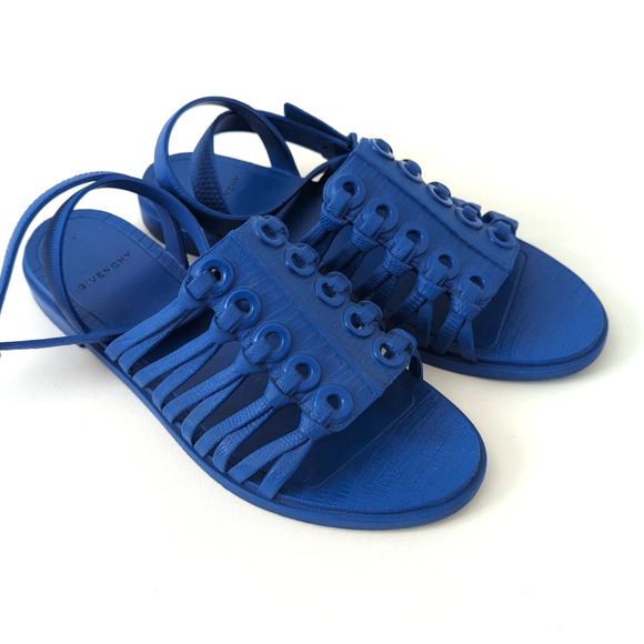 Givenchy Shoes - Givenchy Gladiator Strappy Sandals Colbalt Blue Rubber 38 7.5 Flawed Damage $295